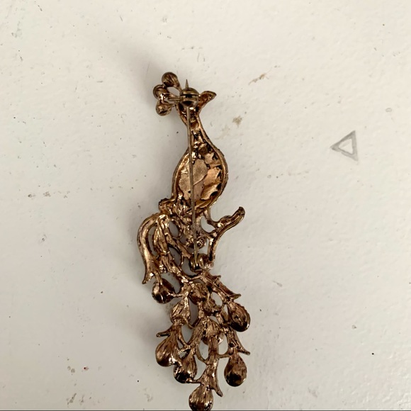 Fancy rhinestone peacock multi-colour brooch, EUC - Picture 4 of 5